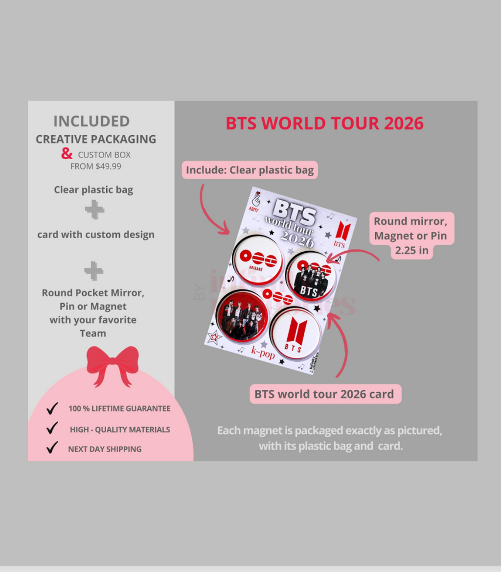 Fan Merch Inspired KPOP / BTS  Arirang Pocket Mirror, Pins, or Magnet  (2.25 in)