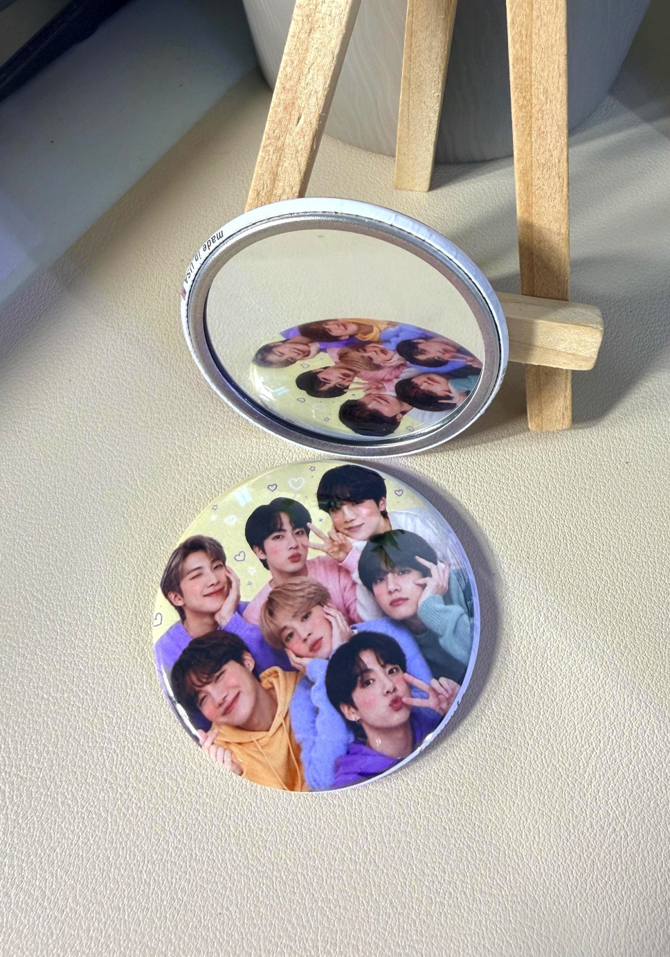 Custom Party Favor - Fan Gift - K-Pop Pocket Mirror, Pin, or Magnet, 2.25 inch Round